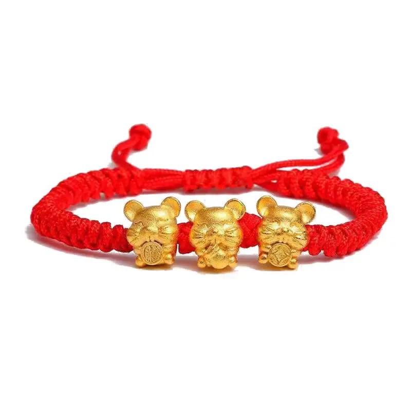 Новогодний талисман 2020 пять фортун мышка красная веревка браслет привлекает