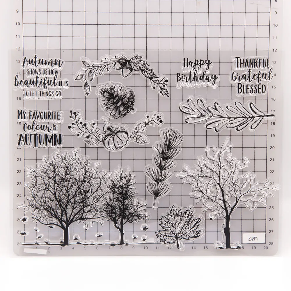 Autumn Trees Metal Cutting Dies and Clear Rubber Stamps for DIY Scrapbooking Crafts Card Making Photo Album Sheet Decoration | Дом и сад