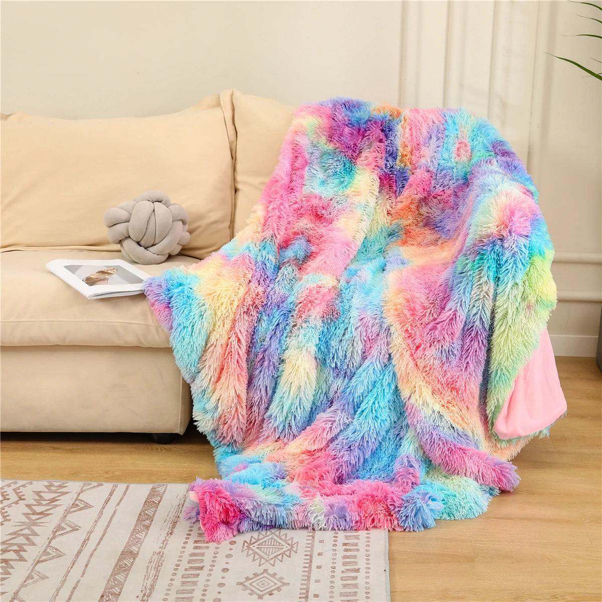 

Ворсистое одеяло Tie Dye, плюшевое пушистое покрывало для кровати, пушистое постельное белье, диван, декоративное одеяло для взрослых и детей