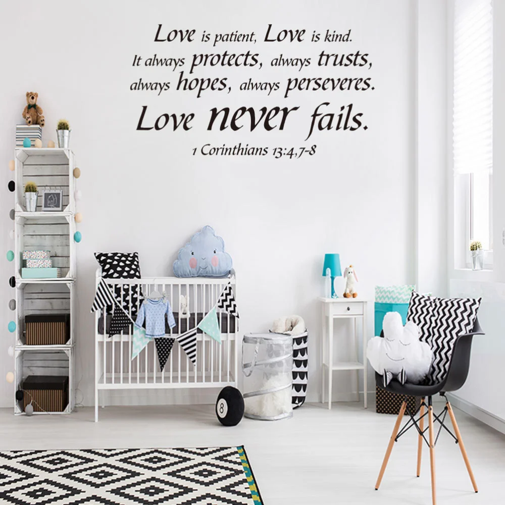 

Bible Letter Quotes Love is patient Love is kind Wall Sticker PVC Wall Art
