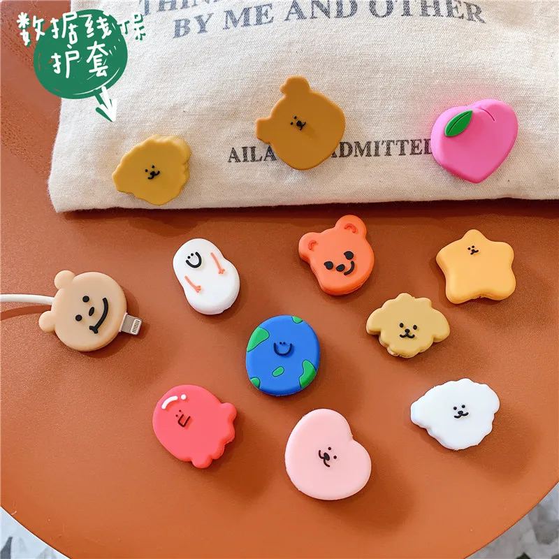 Забавный Милый защитный чехол для зарядного кабеля задняя крышка USB