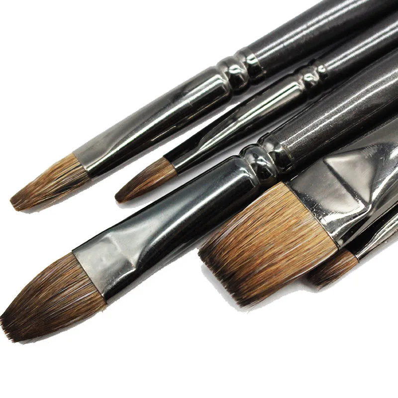 

Professional Squirrel Hair Painting Brush Oil Painting Art School Supplies Pen Flat Paint Brush For Gouache Painting Drawing Set