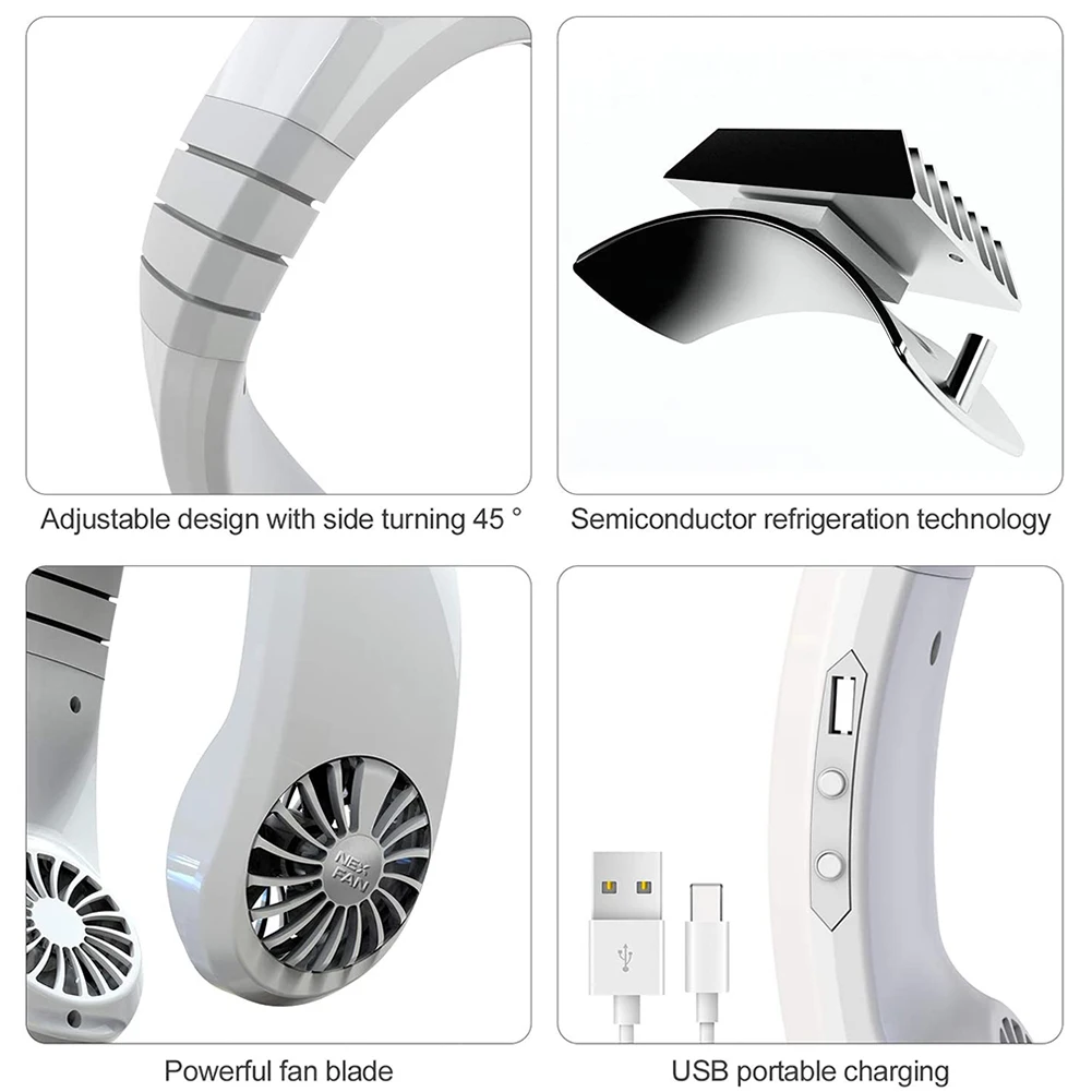 

Spot Personal Air Conditioner Neck Fan Cooler Portable Smart Cooling Neckband Fan Rechargeable Hogard