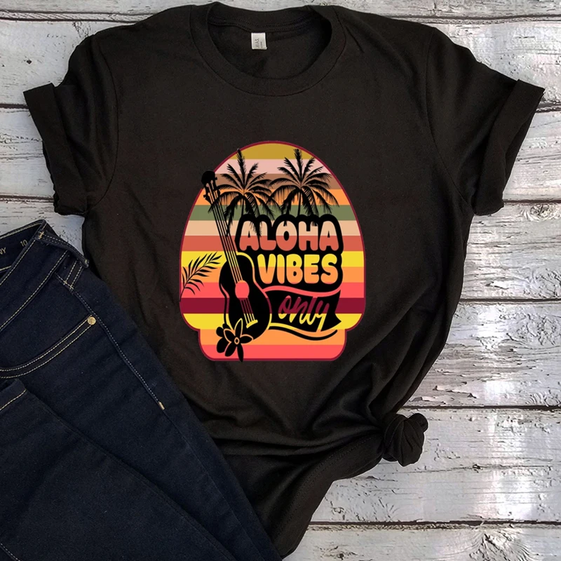 

Aloha Beach Music T Shirt Men Clothing Aloha Vibes Only Graphic Tees Streetwear Tops New Arrival 2021 Christmas Vacation M