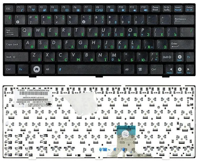 Клавиатура для нетбуков Asus EEE PC 1000 1000H 1000HD 1004DN 1000HE Series, Русская, Черная (NSK-UD11D, 0KNA-0U4RU03, V021562ES1