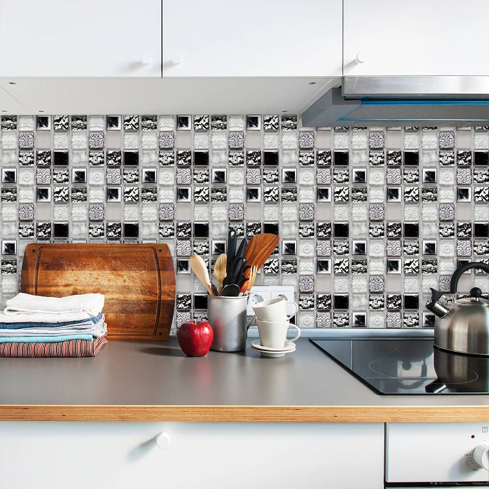 

10P DIY Decor Wallpape PVC Self Adhesive Wall Stickers Furniture Renovation Mosaic Waterproof Tile sticker For kitchen Bathroom