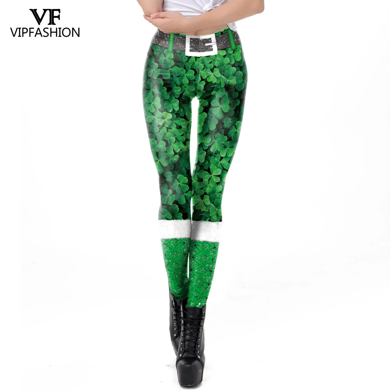 Модные женские леггинсы VIP 2020 нового дизайна на День Святого Патрика клевер удачи