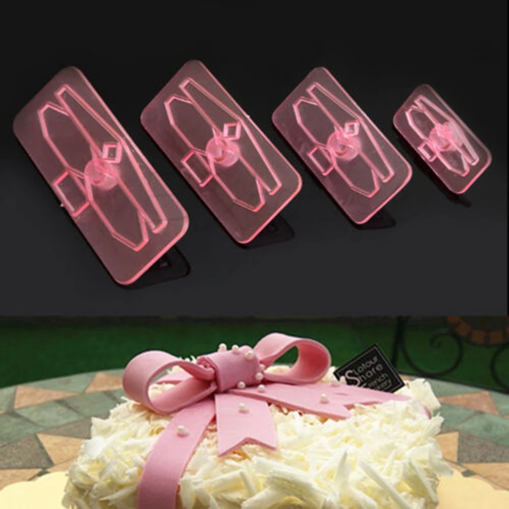 4 шт. пластиковый бант для печенья торта Формы мастики сахарные украшения
