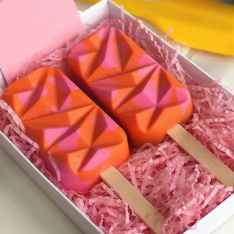 

Silicone Ice Cream Molds With Stick 4 Cell DIY Popsicle Maker Homemade Freezer Ice Lolly Mould Big Size Ice Cream Tools