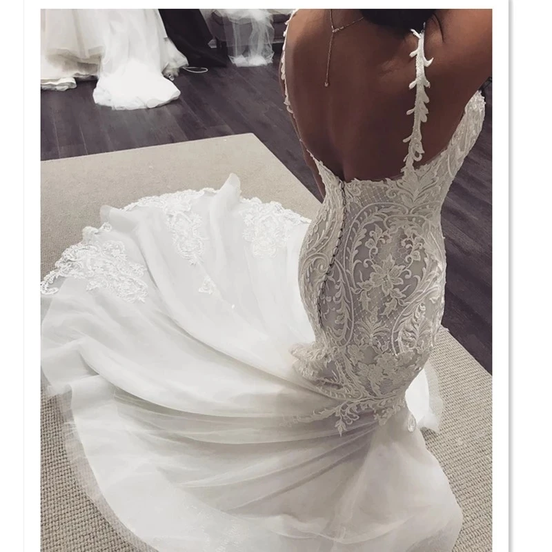 Luxury Lace Mermaid Wedding Dresses Strap Sleeveless Sweet Heart Classic Gowns Bridal | Свадьбы и торжества
