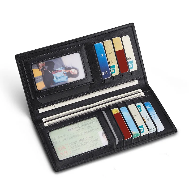 WILLIAMPOLO New Men's wallet long leather wallet fashion business wallet vertical folding wallet