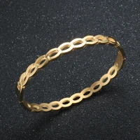 new trendy infinity bangle hollow gold plated bracelet for women stainless steel minimalist bracelet jewelry gift