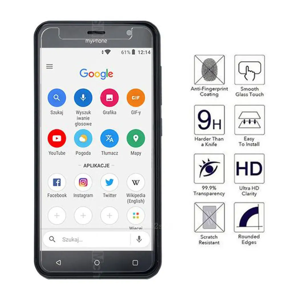 Закаленное стекло 9H для смартфона Myphone Fun 6 LTE Защитная пленка экрана защитный