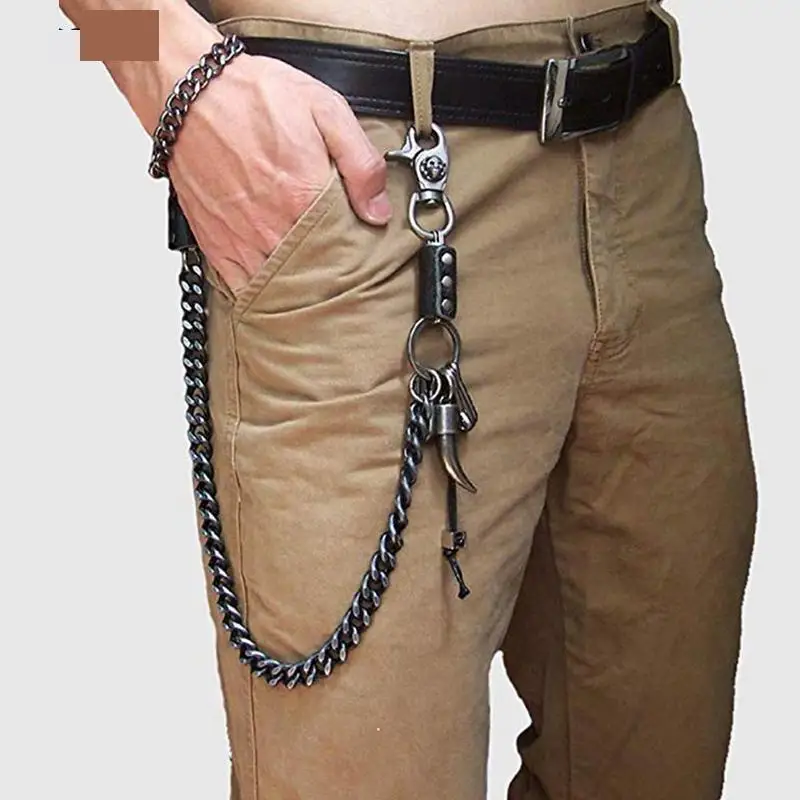1PC Mens Hip Top Punk Rock Pants Trousers Jeans Waist Skull Men's Metal Wallet Link Chains Chain Strands Biker Key Two J1O6 | Украшения