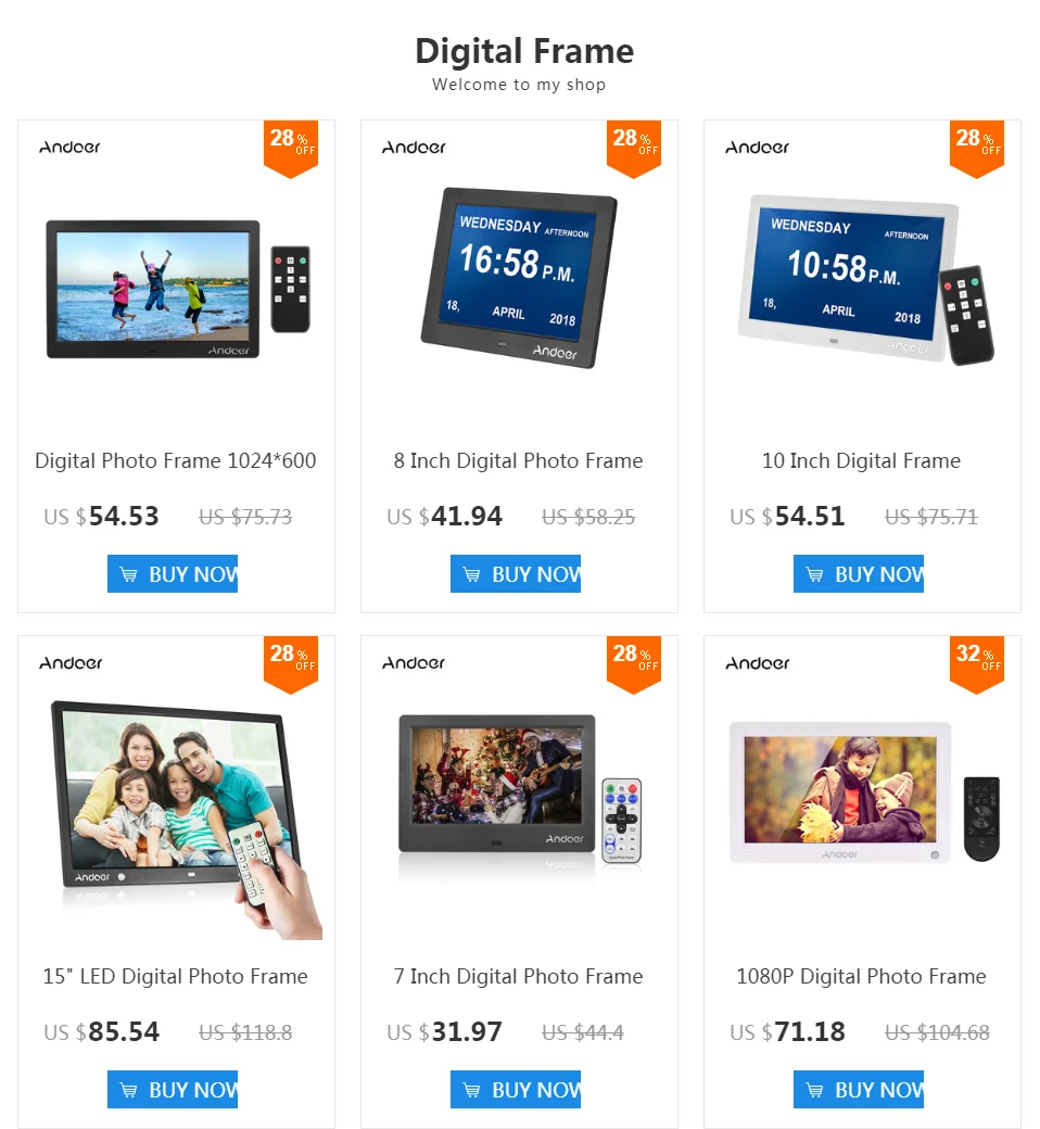 Andoer 10 дюймов 1024*600 ips цифровые часы будильник календарь и фоторамка с 2,4G Ультра-чувствительный пульт дистанционного управления