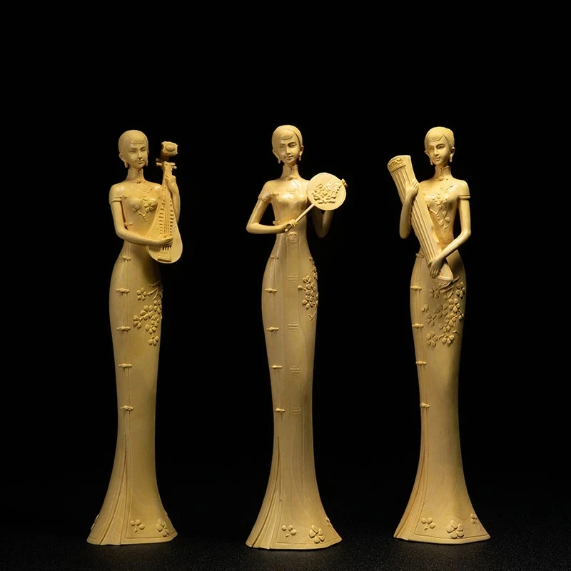 

Classical beauty sculpture Chinese style Cheongsam beauty three beauty ladies decoration carving home decoration of m