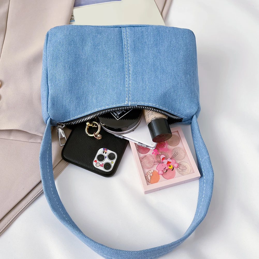 

Dye Denim Top-handle Pouch Satchel Underarm Purse Lady Travel Tie Dye Denim Shoulder Bag Handbags for Women 2020