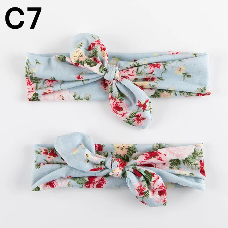 

2PCS Mama & Baby Headwear Bowknot Elastic HeadBands For Women Children Tuban Baby HairBands Hair Accessories