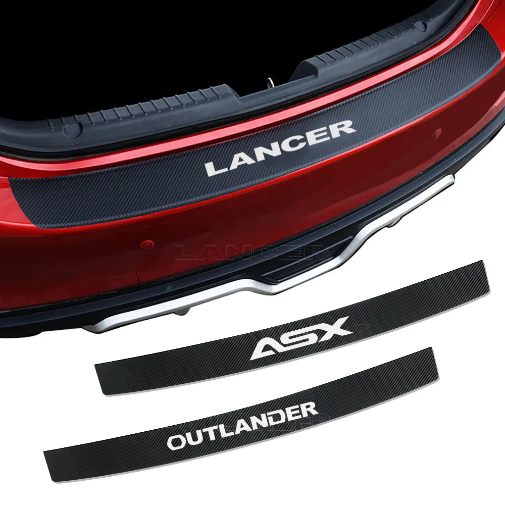 Car Rear Bumper Trunk Guard Trim Sticker Carbon Fiber For MITSUBISHI LANCER ASX OUTLANDER PAJERO SPACE STAR XPANDER MIRAGE 1