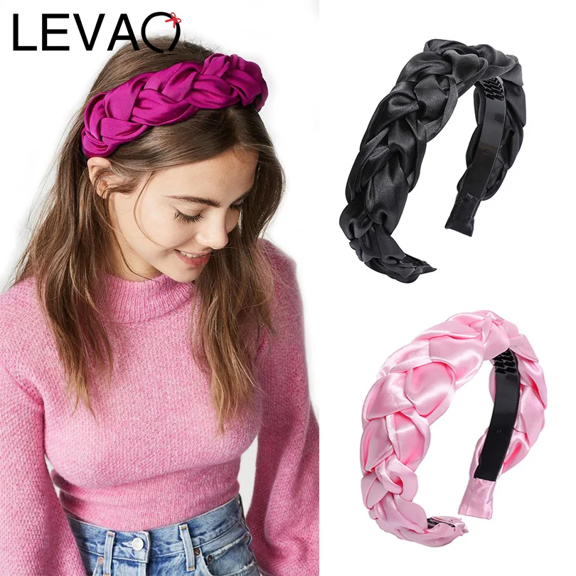 Повязка для волос LEVAO в западном стиле женская Шелковый Бандаж с крученым широким