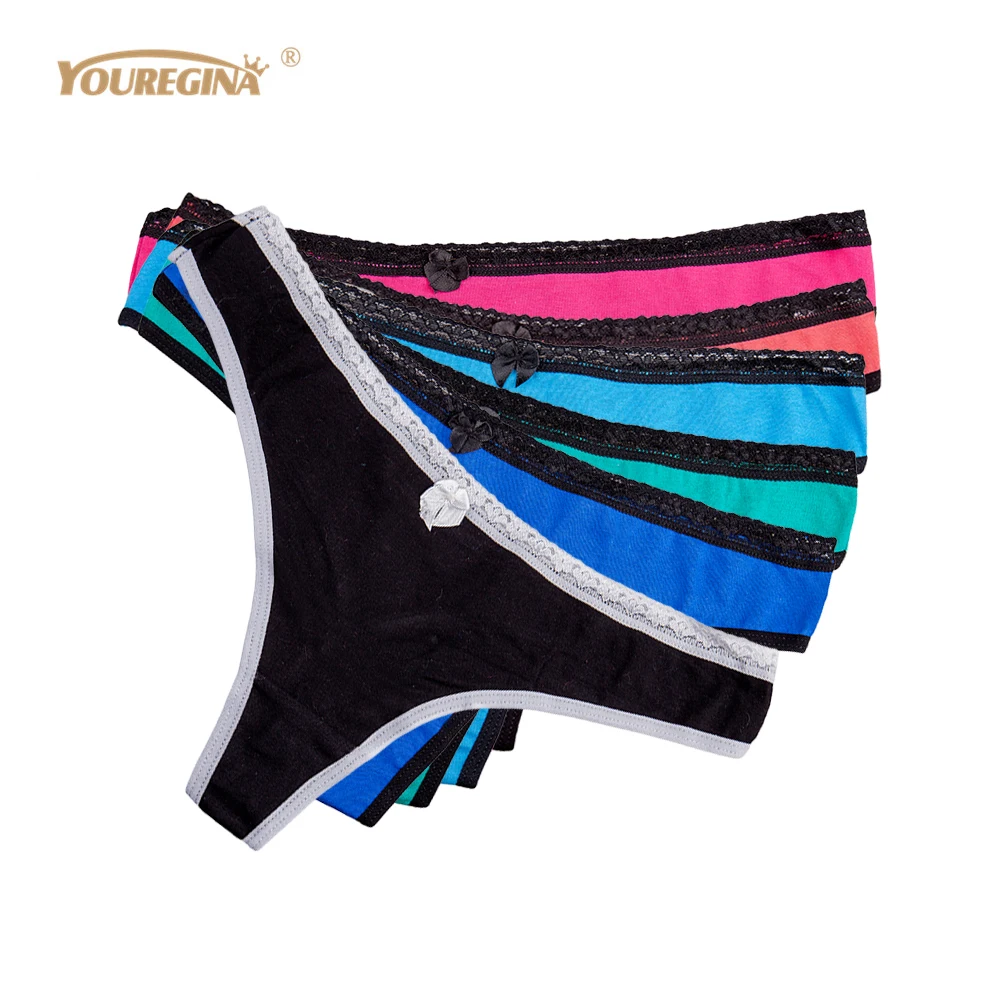 

Sexy Women's Thongs G-strings Woman Underwear Cotton Cute Ladies Panties T-back Intimates Lingerie for Women 6 pcs/lot