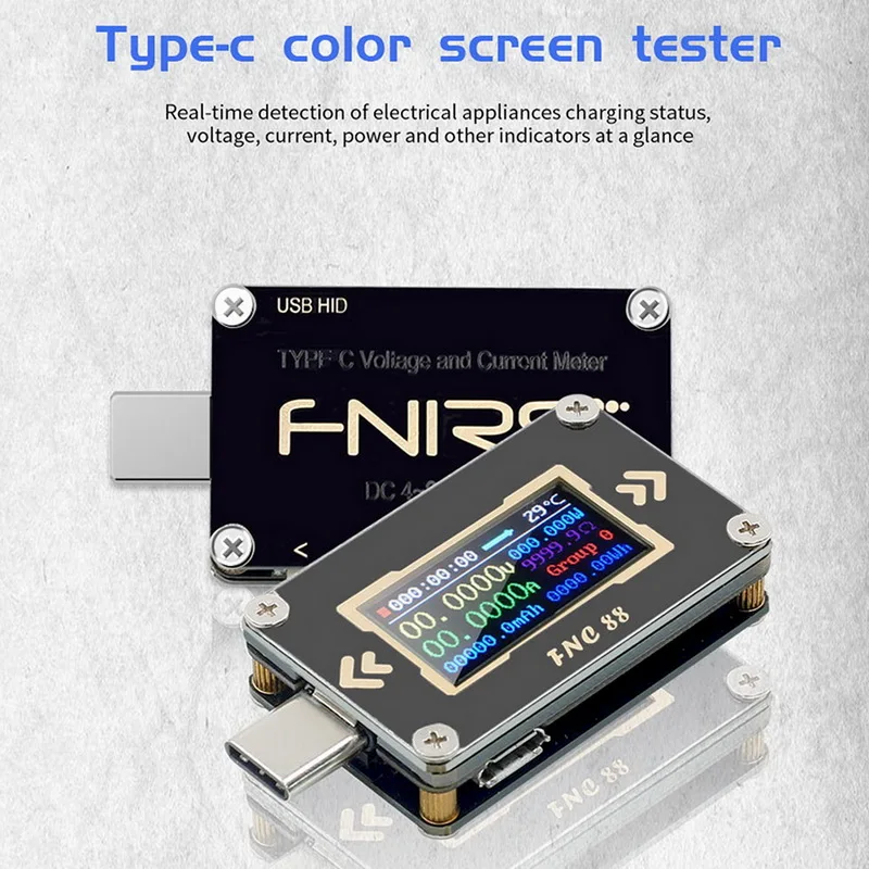 FNC88 тип-c PD триггер тестер батареи USB-C Вольтметр Амперметр Напряжение измеритель тока мультиметр PD зарядное устройство батарея USB Тестер - Цвет: FNC88