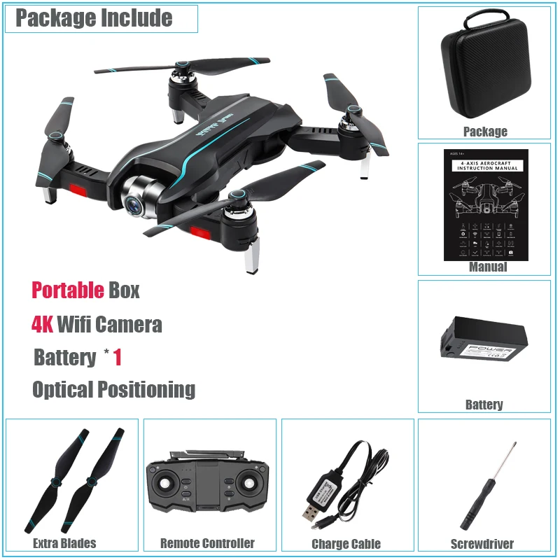 Portable 4K 1BAT 50X зум-камера мини-Дрон с 4K HD Wifi FPV Квадрокоптер оптический поток позиционирования игрушки вертолет складной Дрон двойная камера - Цвет: Portable 4K 1BAT