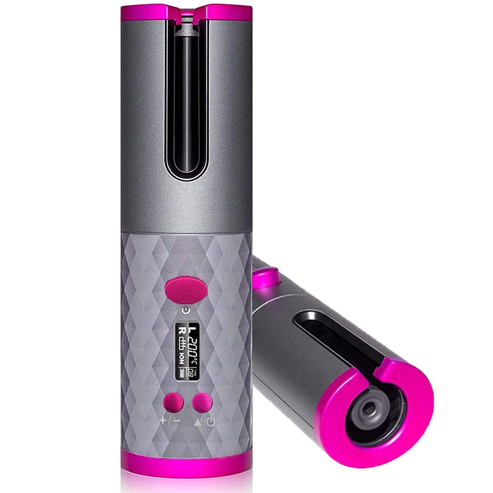 

Cordless Automatic Hair Curler USB Rechargeable Curling Iron Curls Waves LCD Display Ceramic Curly Rotating Curling Wave Styer