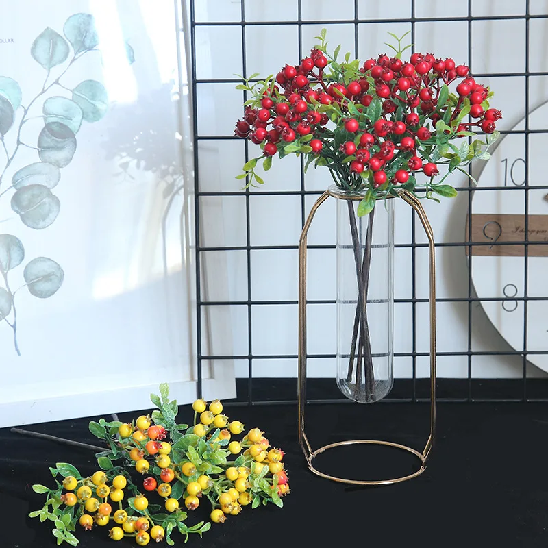 1 pcs artificial berry green bean foam flowers home decor small fake flowers bacca fruit branch decoration accessories fake plan