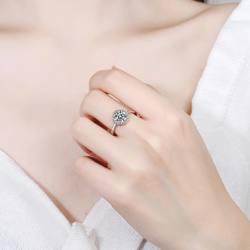 

Luxury Round Stone Rings for Women Fashion Simple 925 Sterling Silver Cubic Zirconia Adjustable Ring Woman Ladies Party Jewelry