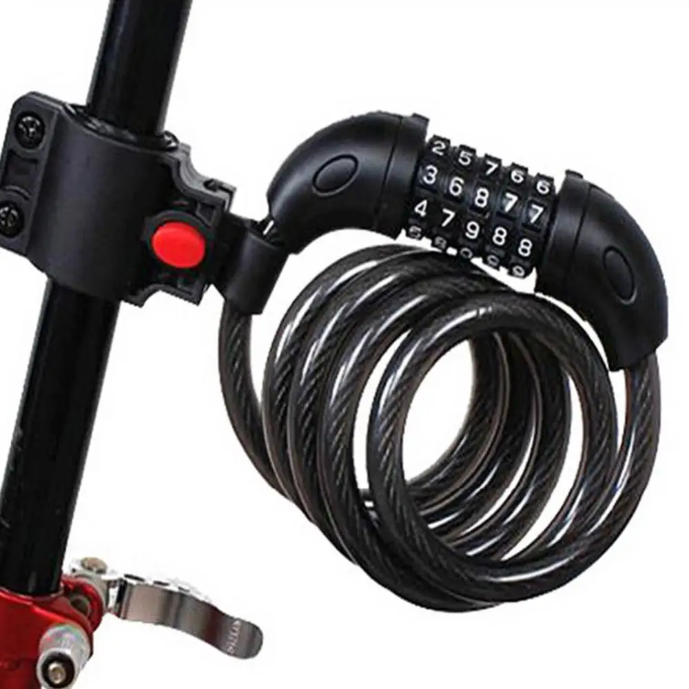 

5-значный комбинированный стальной кабель для горного велосипеда, велосипедная защита от кражи, пятизначный кодовый замок, велосипедный за...