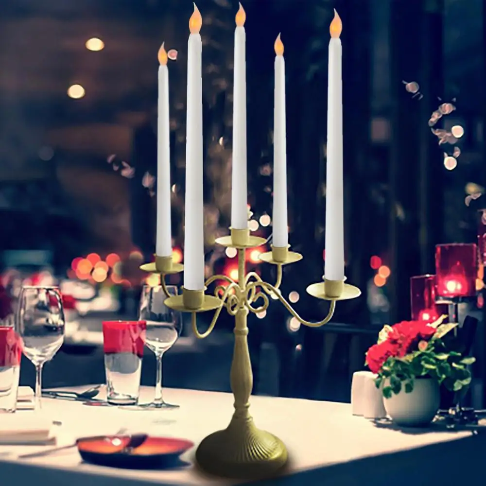 

Set of 12 - Flameless Taper Candles, Battery Operated Candles, Textured Wax Finish, Warm White Light