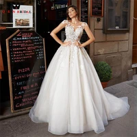 elegant a line wedding dresses floor length short sleeve tulle lace flowers bridal gown 2022 new design custom made ds75