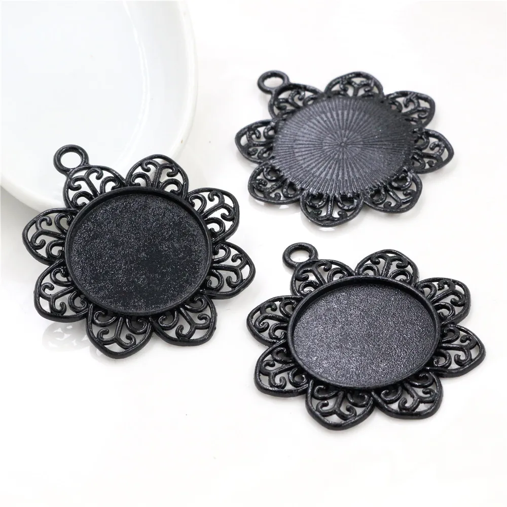 Новая мода 5 шт 25 мм Внутренний размер Античная Посеребренная бронза цветов