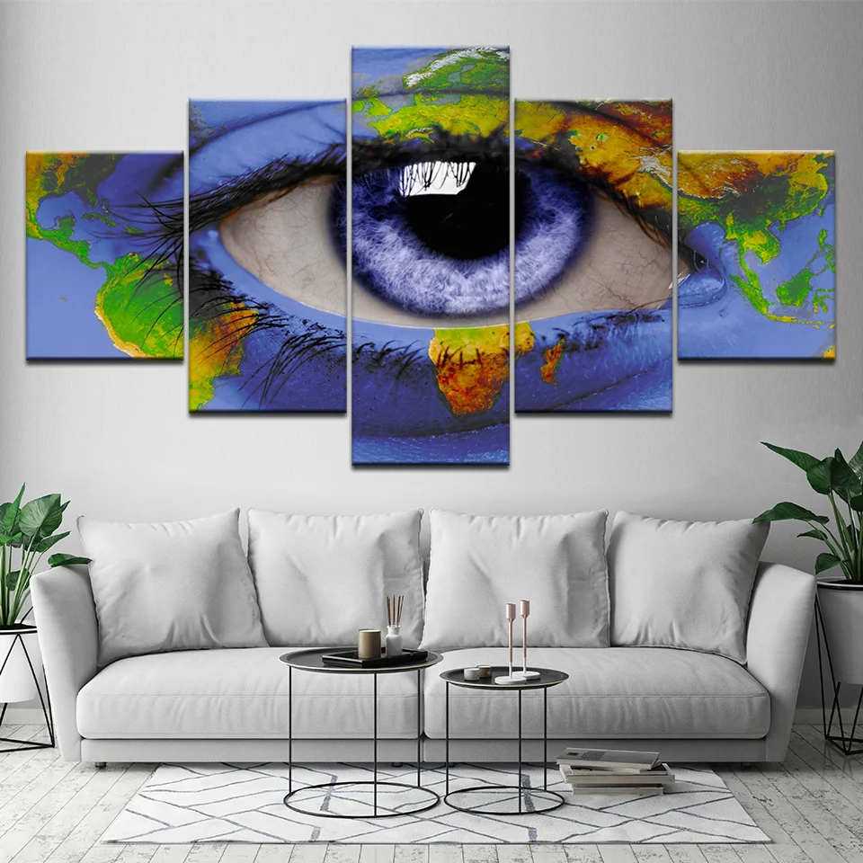 

Wall Poster Picture Artwork 5 Piece Canvas Art HD Print Abstract Colorful Eye Graffiti Paintings For Living Room Decoration