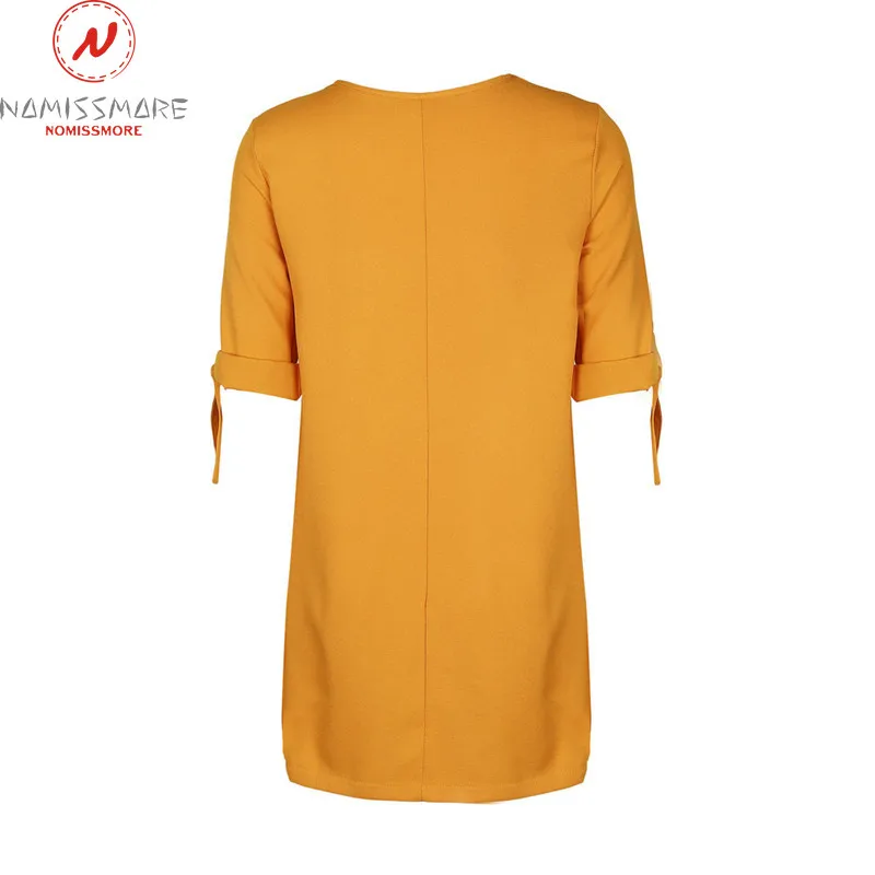 Женское свободное платье с круглым вырезом повседневное однотонное мини