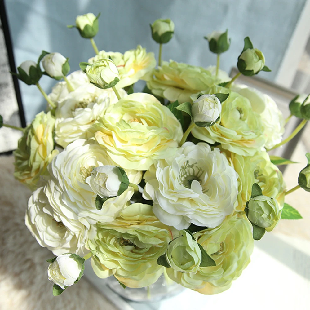 Роза искусственный цветок ранункулус стебель чай из искусственного шелка Цветы