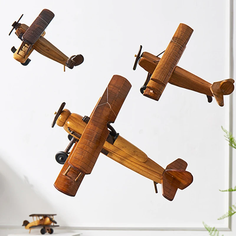 Деревянная модель самолета в стиле ретро украшения для гостиной и дома винтажные