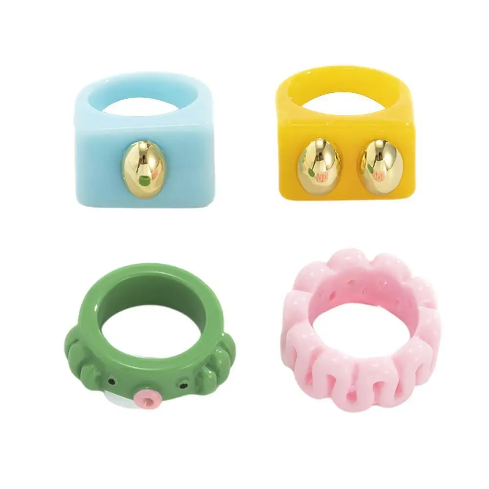 

Alloy Acrylic Ring Female Love Funny Index Fingers Ring Simple Fashion Contrast Ring Retro Mixed Color Ring Ladies Gift