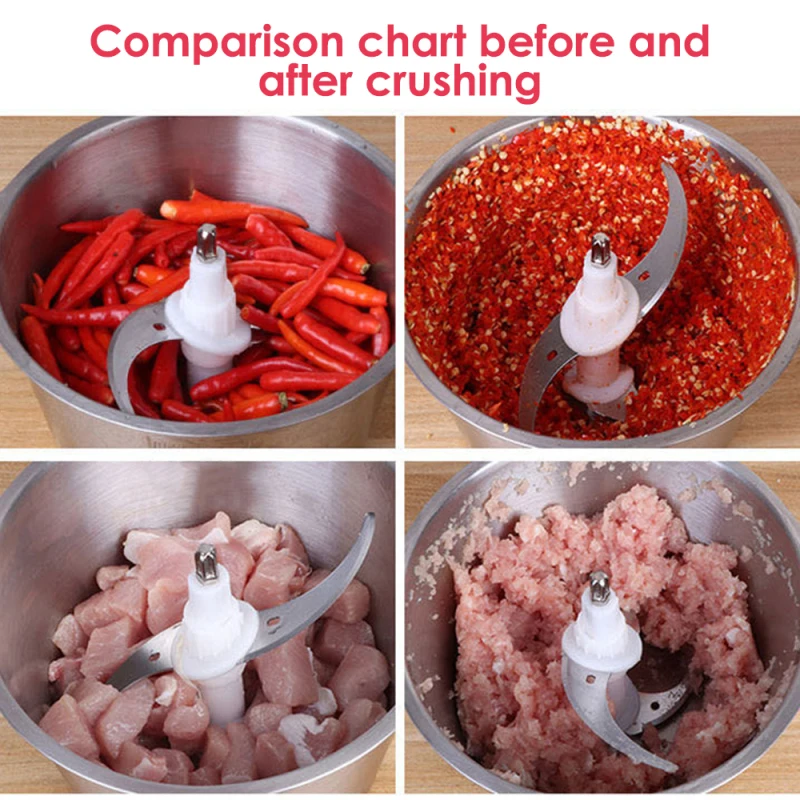 Бытовая маленькая электрическая мясорубка 3 л из нержавеющей стали с 2 скоростями