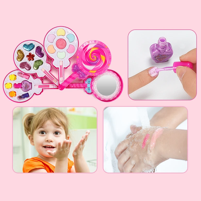 Girls Make Up Set Toys Beauty Makeup Tools Children Pretend Play Toys Safe Non Toxic Dressing Cosmetic Nail Polish Toys Gifts