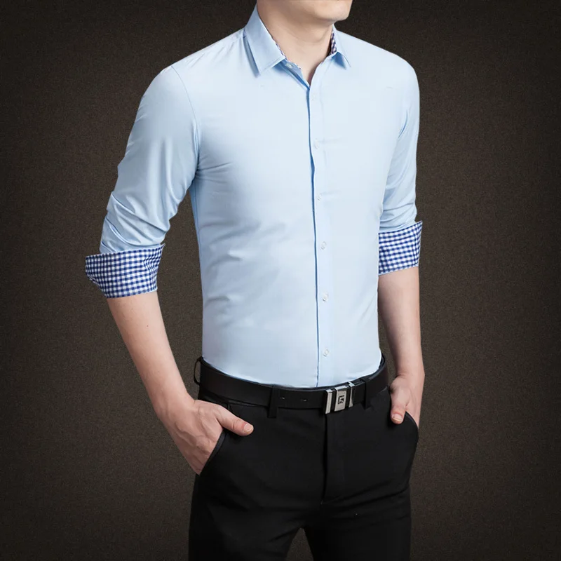 

Shirts Men Solid Chic Korean Style New Fashion Mens Long Sleeve Shirt Casual Slim Males Clothes Comfortable Hot Sale Oversize