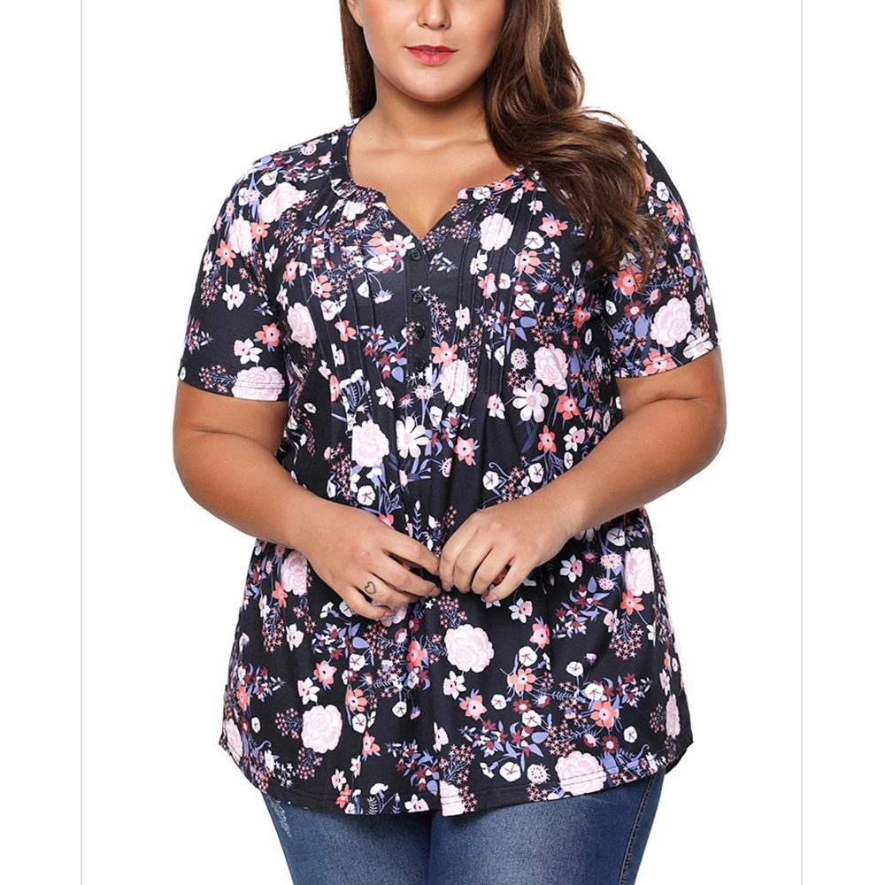 Большие размеры блузка с цветочным принтом большие женские рубашки модные топы