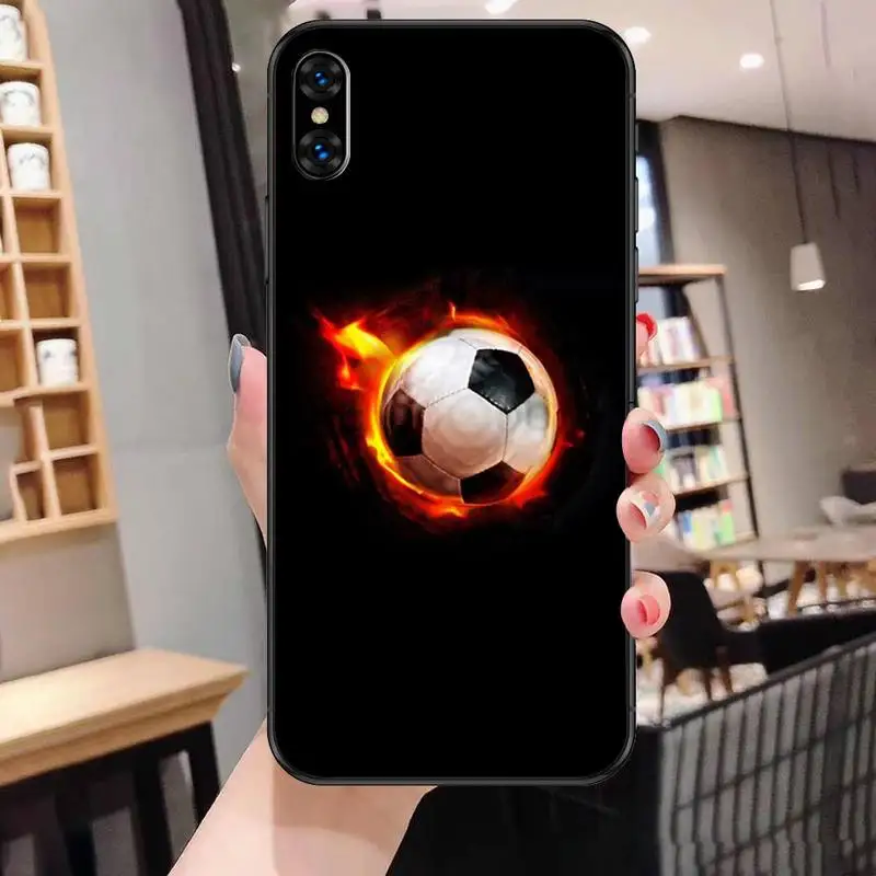 

Fire Football Soccer ball Phone Case For Black-Iphone 5 5s se 6 6s 7 8 11 12 X Xs Xr Pro Plus Max Mini Cover
