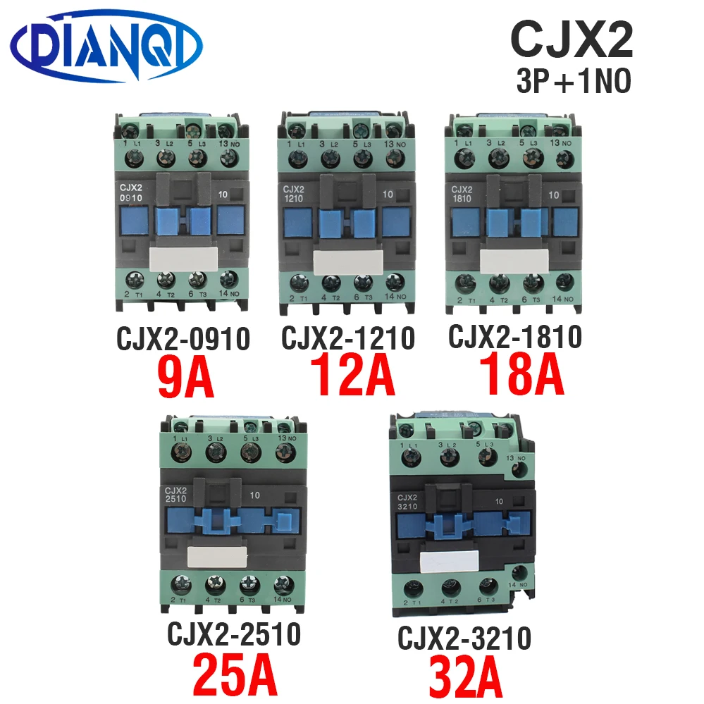Двигатель реле стартера контактор переменного тока CJX2-1810 1210 0910 CJX2-3210 2510 ac220V Din рейка крепление 3P+ 1NO Применение с поплавком switch12A9A18A