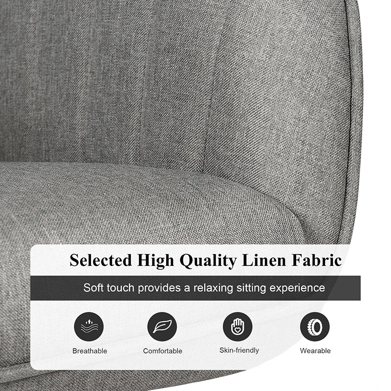 

Fabric 360 Rotating Swivel Accent Chair Comfort Breathable Linen Stable Beech Wood Legs Multifunctional Living Room Chairs