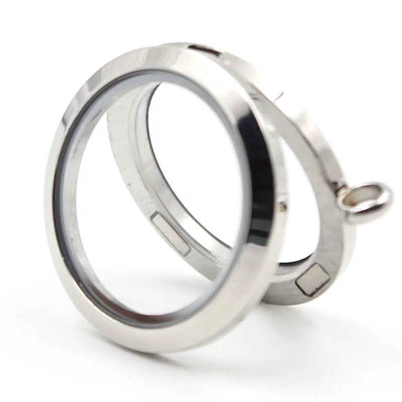 Круглый Серебряный Простой Магнитный Плавающий Медальон 316L из нержавеющей стали