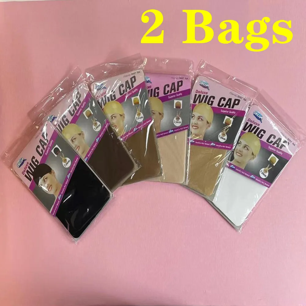 

4Pcs(2bags) High Quality Wig Cap Brown Stocking Cap To Christmas Cosplay Wig Caps Stocking Elastic Liner Mesh For Making Wigs