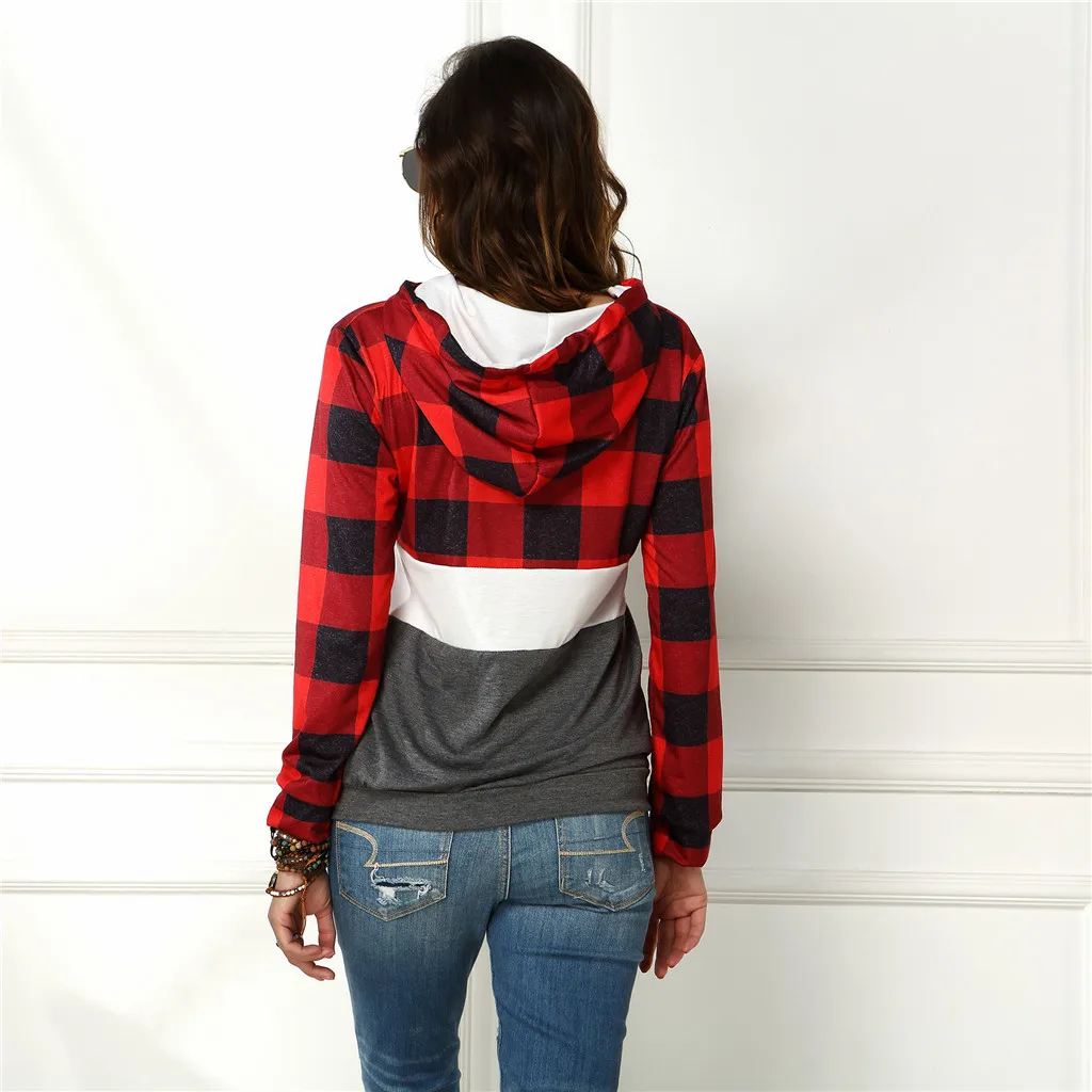 

Woman Patchwork Casual Hoodies Plus Size T Shirt 2020 Spring Autumn Hoodies Woman Hooded Long Sleeve Tshirts