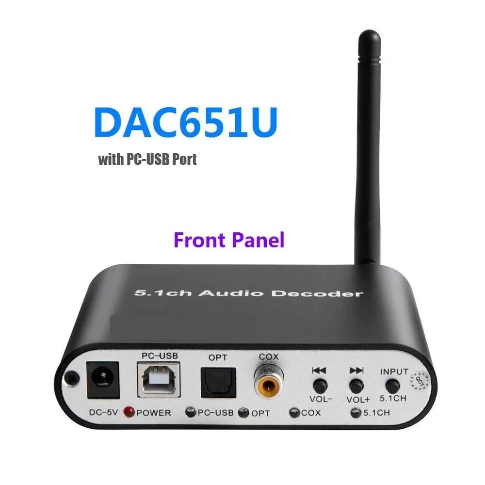 Bluetooth-совместимый ЦАП 5.1CH аудиодекодер HDMI-совместимая дуга PC-USB оптический